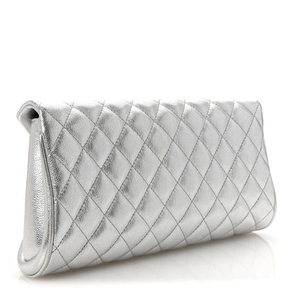 Chanel Metallic Calfskin Quilted Fold Up Again Clutch Silver 3 of 8