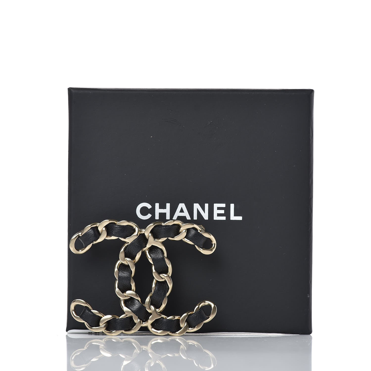 Chanel Lambskin Chain CC Brooch Black Gold 5 of 5