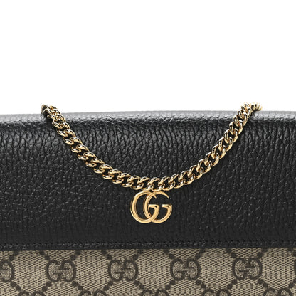 Gucci Dollar Calfskin GG Supreme Monogram Petite GG Marmont Wallet Chain Bag Black Beige Ebony 8 of 11