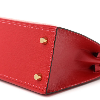 Hermes Epsom Horseshoe Kelly Sellier 25 Rouge Casaque Rose Lipstick 10 of 11