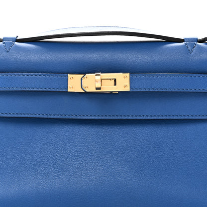 Hermes Swift Kelly Pochette Clutch Bleu France 8 of 11