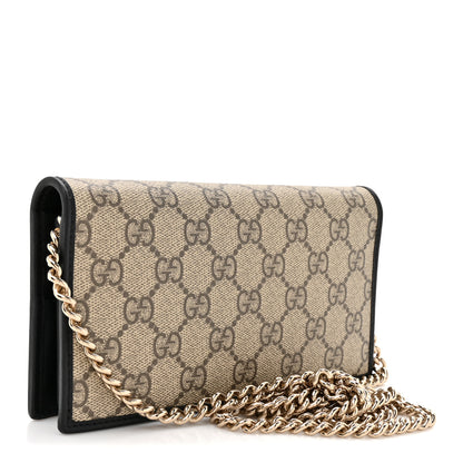 Gucci GG Supreme Monogram Azalea Calfskin Horsebit 1955 Wallet On Chain Beige Black 3 of 11