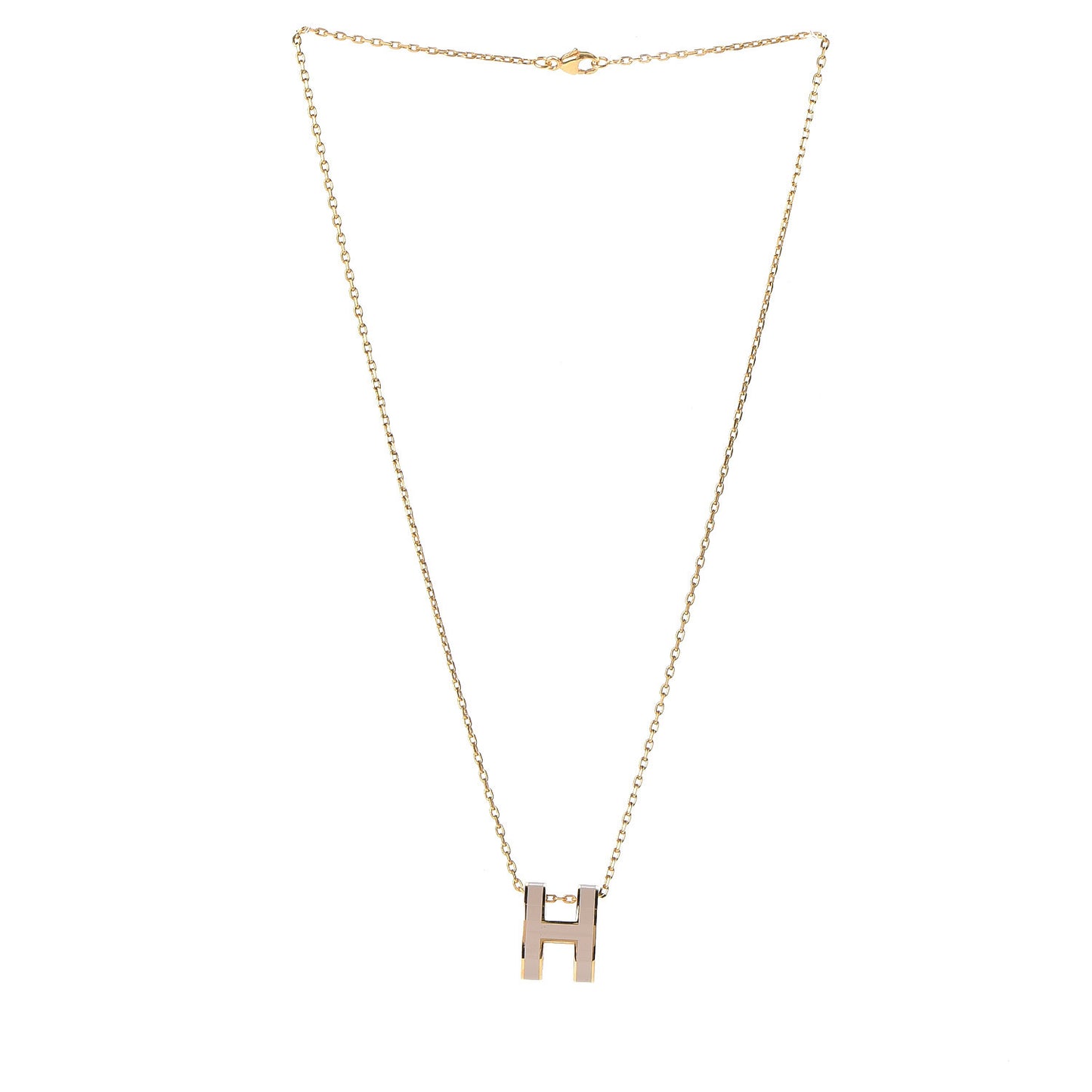 Lacquered Gold Pop H Pendant Necklace Marron Glace