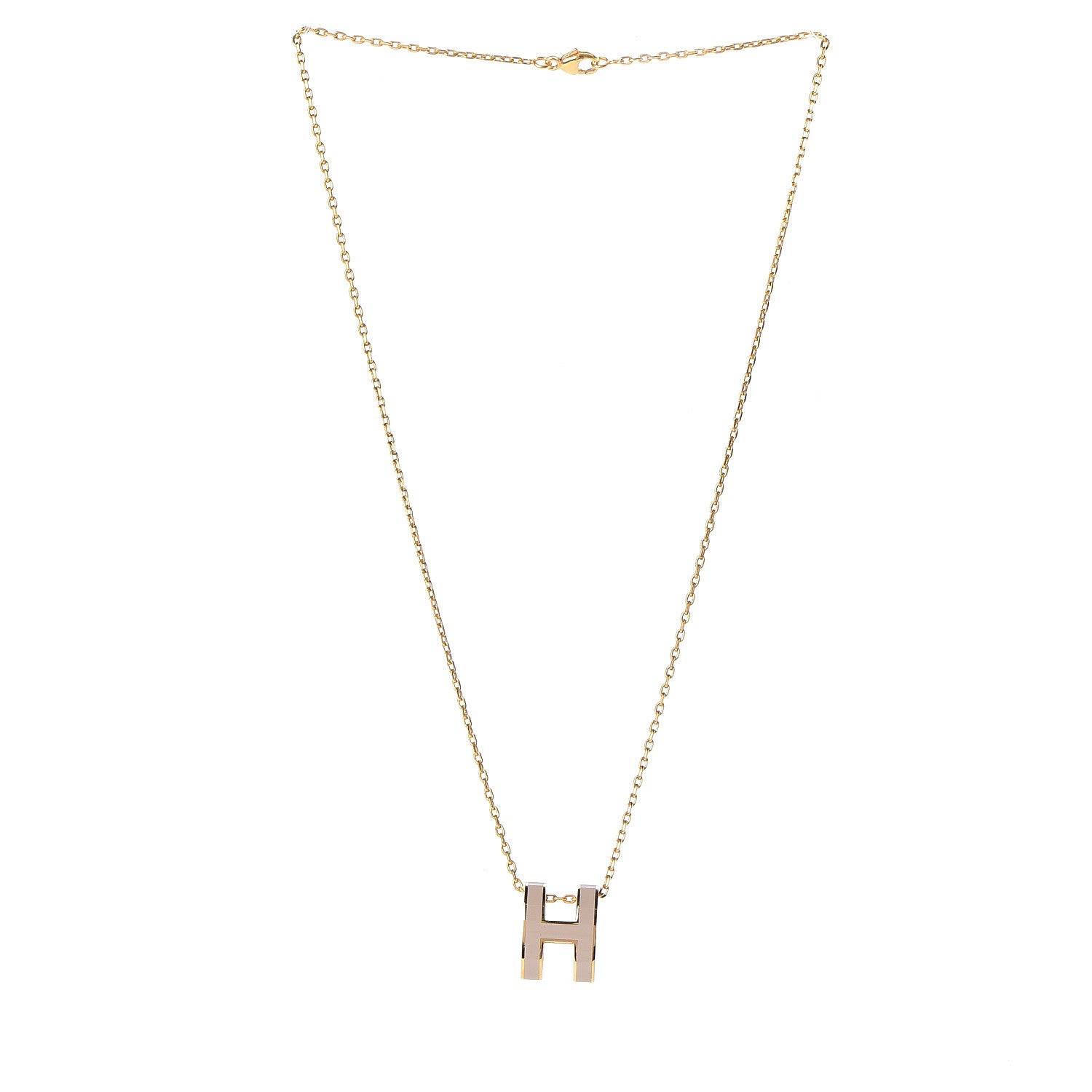Hermes Lacquered Gold Pop H Pendant Necklace Marron Glace 3 of 6