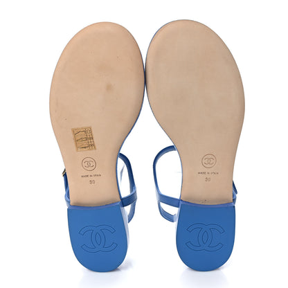 Chanel Lambskin CC Logo Thong Sandals 39 Blue 5 of 7