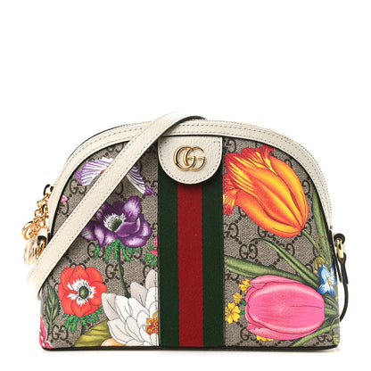 Gucci GG Supreme Monogram Flora Web GG Small Ophidia Dome Shoulder Bag White 1 of 9