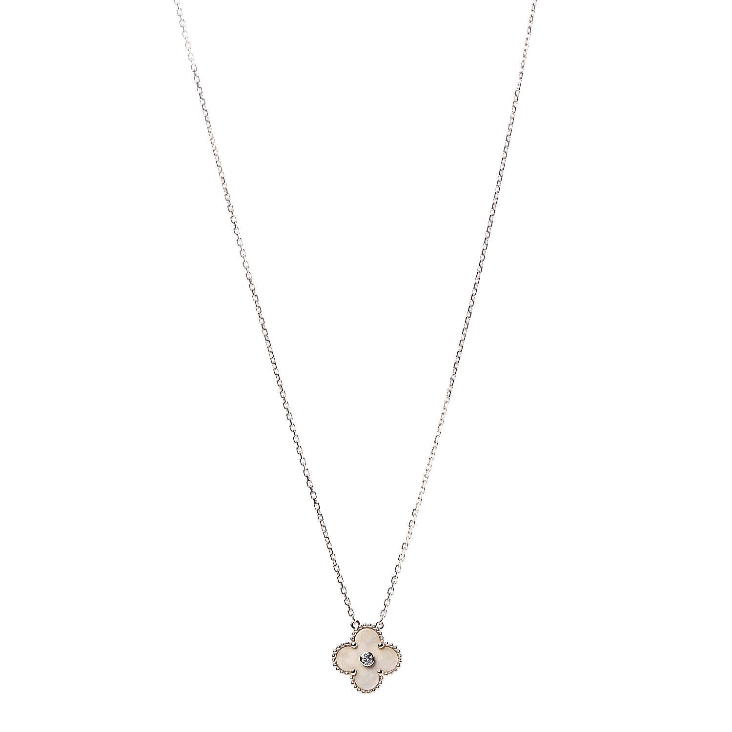 Van Cleef & Arpels 18K Yellow Gold Diamond Yellow Mother of Pearl Vintage Alhambra Pendant Necklace 1 of 8