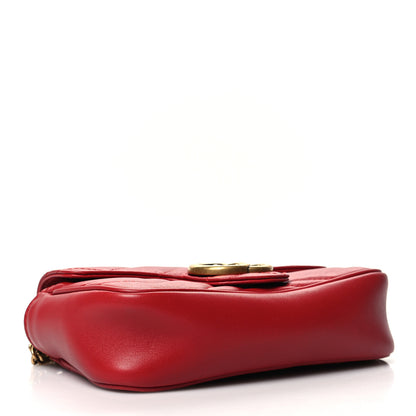 Gucci Calfskin Matelasse Super Mini GG Marmont Shoulder Bag Hibiscus Red 4 of 10