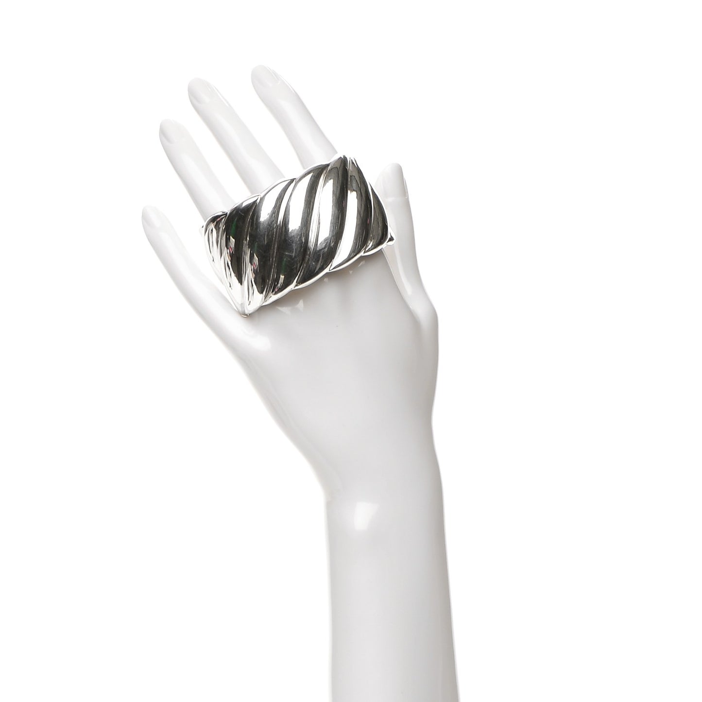 Sterling Silver Wide Sculpted Cable Cuff Bracelet