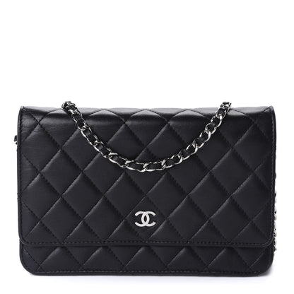 Chanel Lambskin Quilted Wallet On Chain WOC Black 1 of 12