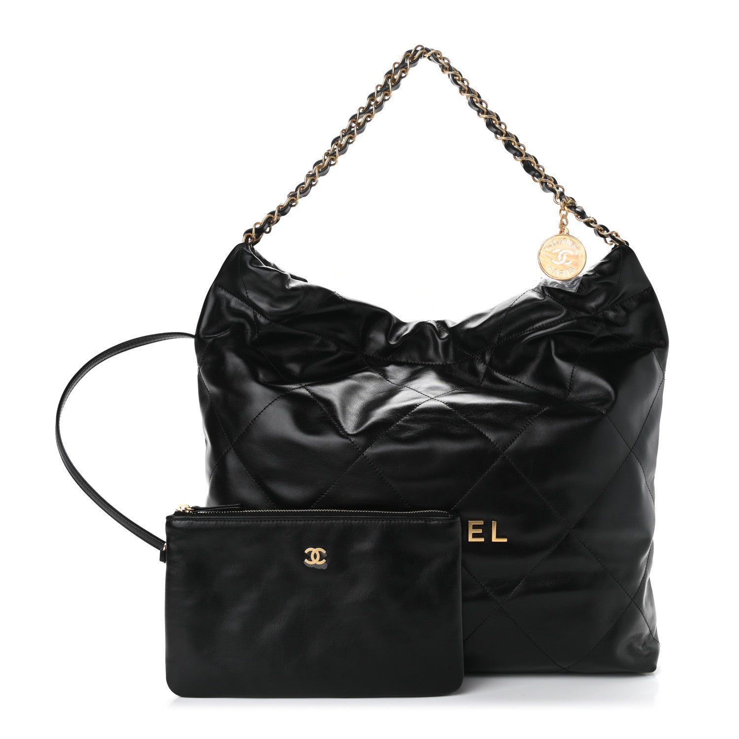 Chanel Shiny Calfskin Quilted Chanel 22 Black 1 of 11
