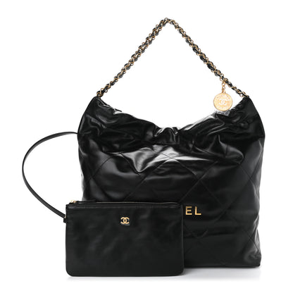 Chanel Shiny Calfskin Quilted Chanel 22 Black 1 of 11
