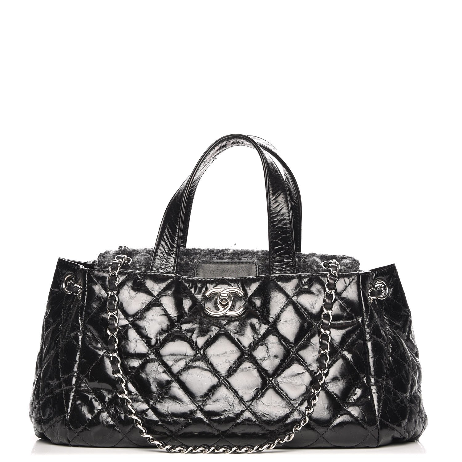 Chanel Glazed Calfskin Quilted Tweed Portobello Tote Black 1 of 7