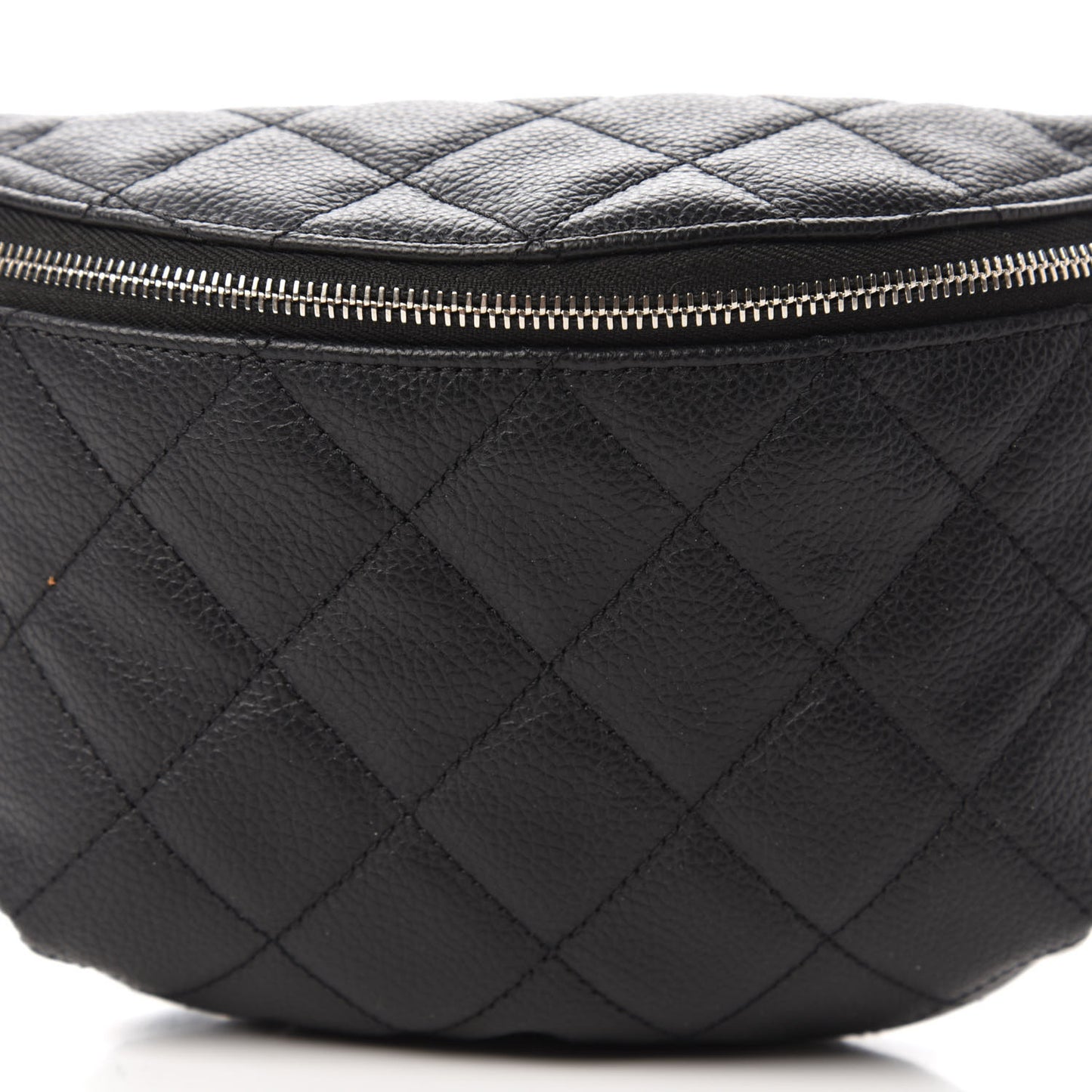 Grained Calfskin Quilted Waist Belt Bag Black