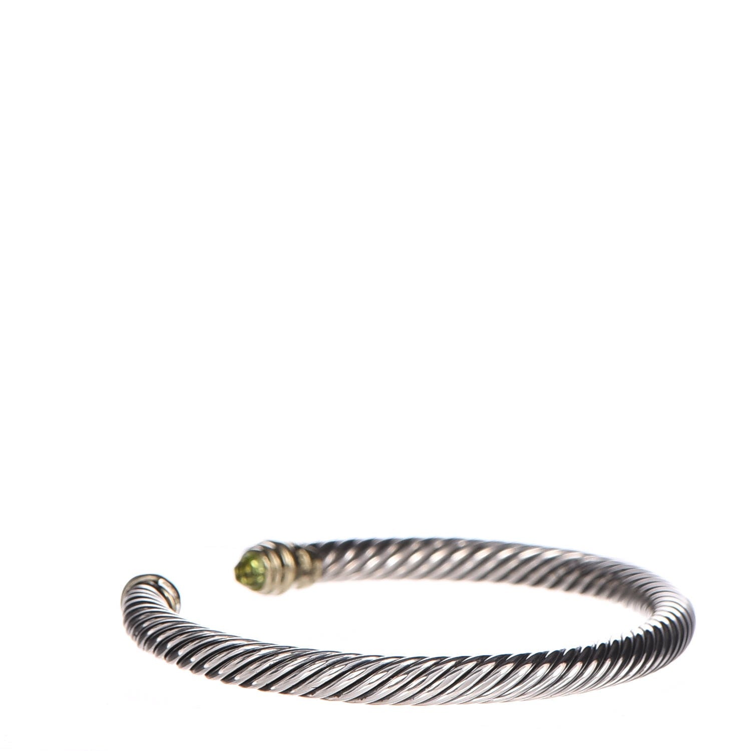 David Yurman Sterling Silver 14K Yellow Gold Peridot 5mm Cable Classics Petite Color Bracelet 3 of 5