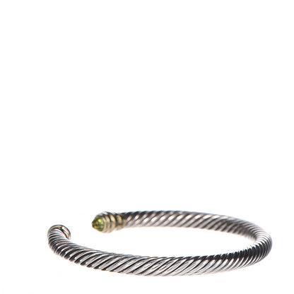David Yurman Sterling Silver 14K Yellow Gold Peridot 5mm Cable Classics Petite Color Bracelet 3 of 5