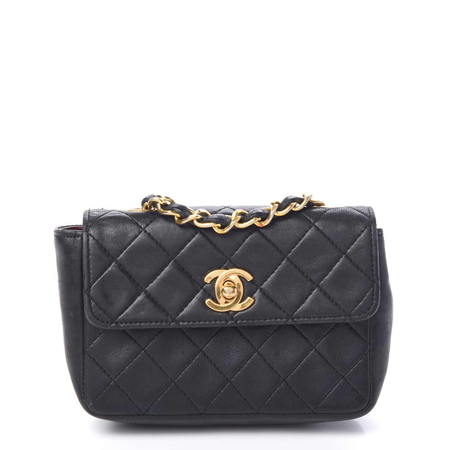 Lambskin Quilted Extra Mini Flap Black