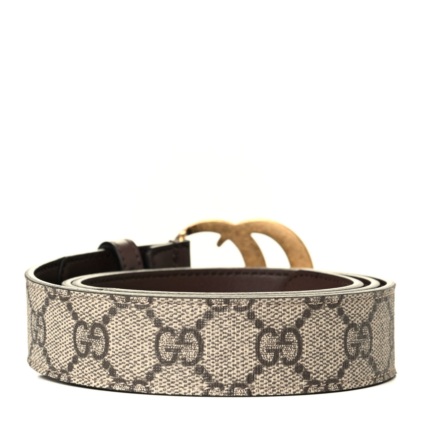 GG Supreme Monogram Matte Plutone Calfskin Double G 30mm Belt 90 36 Beige Ebony New Acero