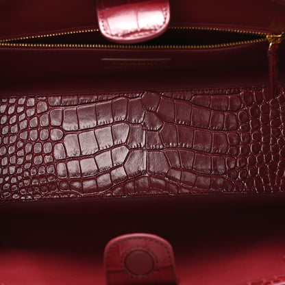 Chanel Calfskin Crocodile Embossed Archetype Small Shopping Tote Burgundy 5 of 11