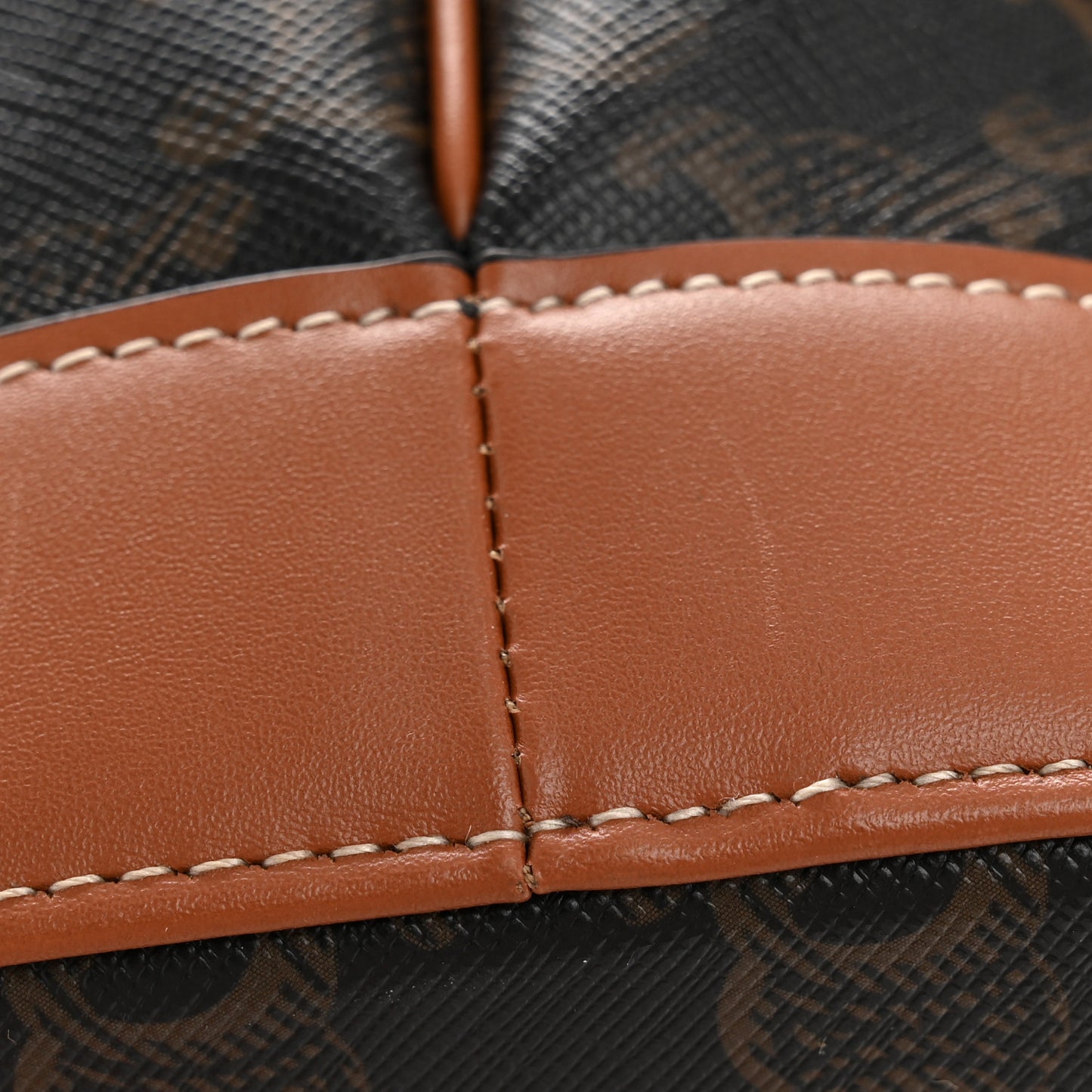 Triomphe Canvas Calfskin Small Bucket Bag Tan