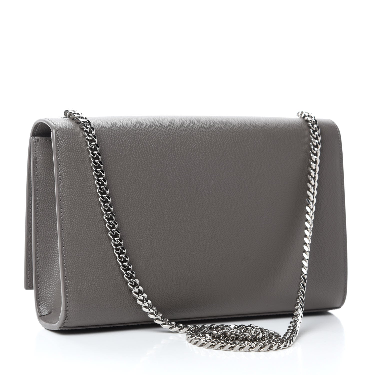 Saint Laurent Grain De Poudre Medium Classic Monogram Kate Satchel Earth Grey 3 of 11