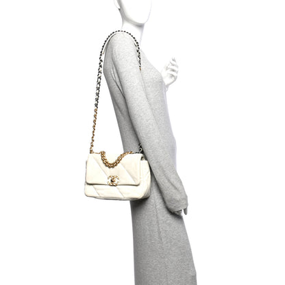 Chanel Lambskin Quilted Medium Chanel 19 Flap  White 2 of 10
