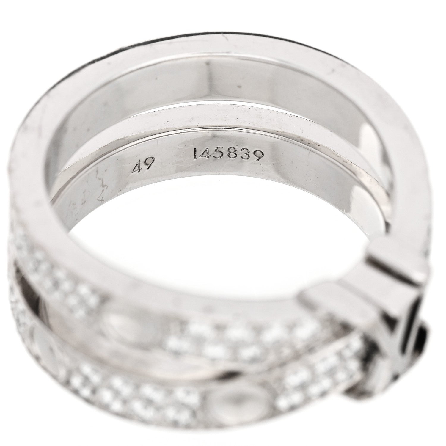 Louis Vuitton 18K White Gold Diamond Empreinte Double Pave Ring 49 5 5 of 5