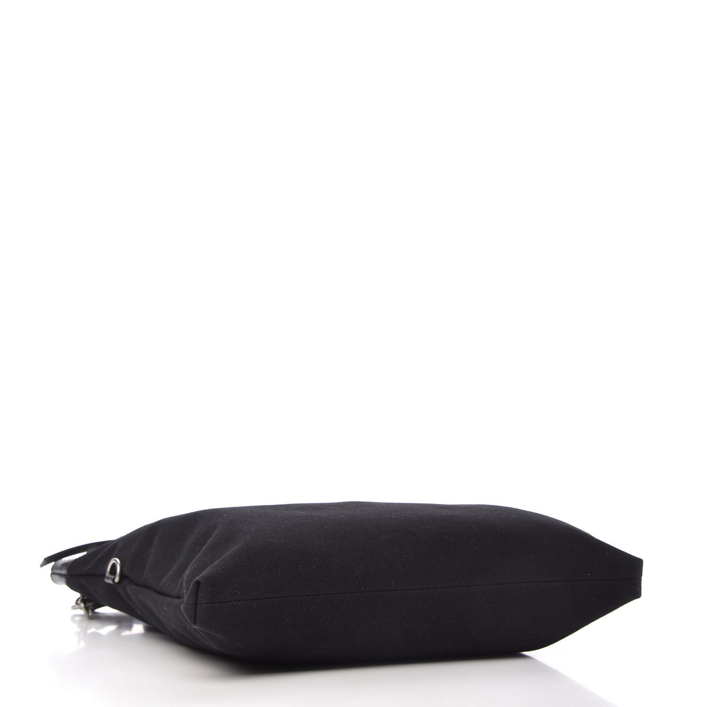 Canvas Calfskin Belted Flat Messenger Bag Black