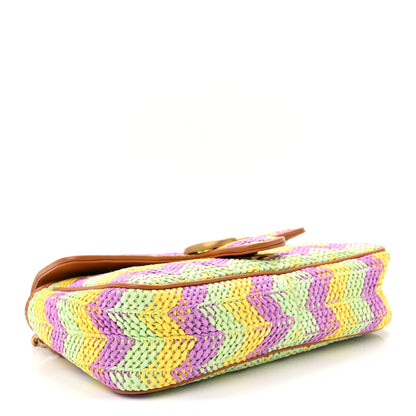 Gucci Calfskin Raffia Woven Small GG Marmont Shoulder Bag Multicolor 4 of 10