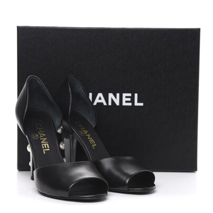 Chanel Lambskin Pearl Peep Toe d'Orsay Pumps 36 Black 11 of 11