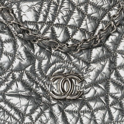 Chanel Vinyl Graphic Edge Accordion Flap Bag Silver 7 of 9