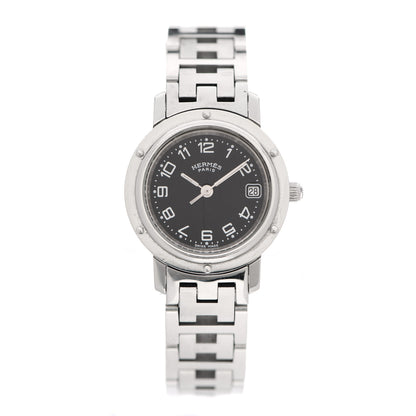 Hermes Stainless Steel 24mm Clipper Quartz Watch Black 1 of 8