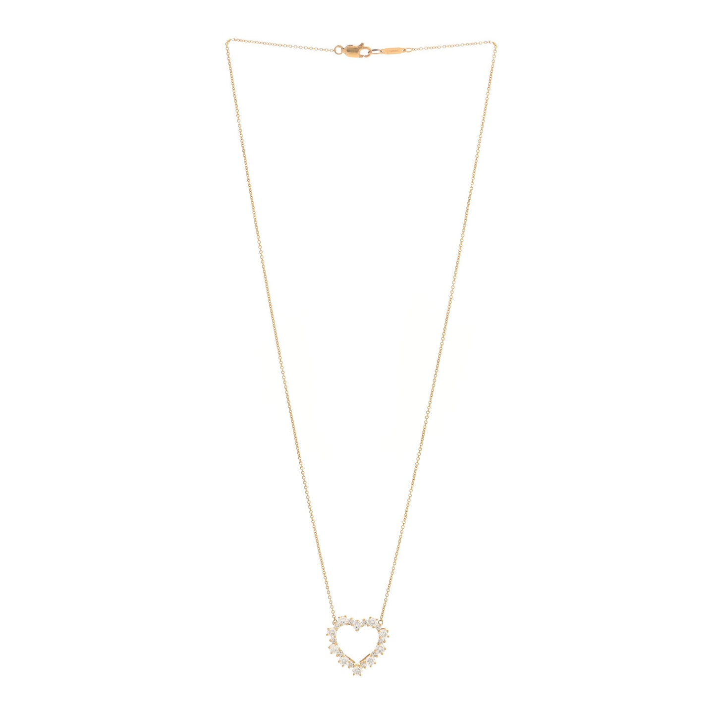18K Yellow Gold Diamond Heart Pendant Necklace