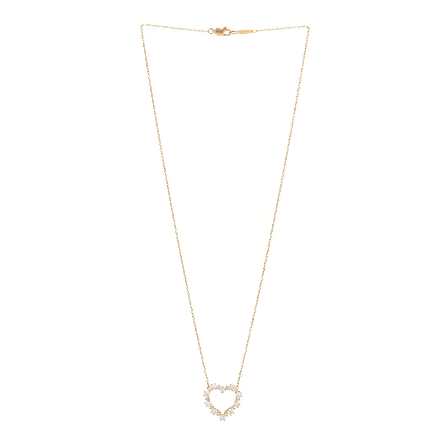 Tiffany 18K Yellow Gold Diamond Heart Pendant Necklace 3 of 5