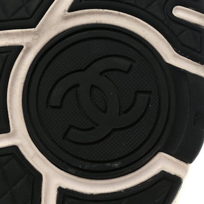 Chanel Nylon Lambskin Suede Calfskin CC Sneakers 38.5 Pink White Black 6 of 14