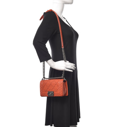 Chanel Caviar Stitched Small Boy Flap Dark Orange 2 of 11