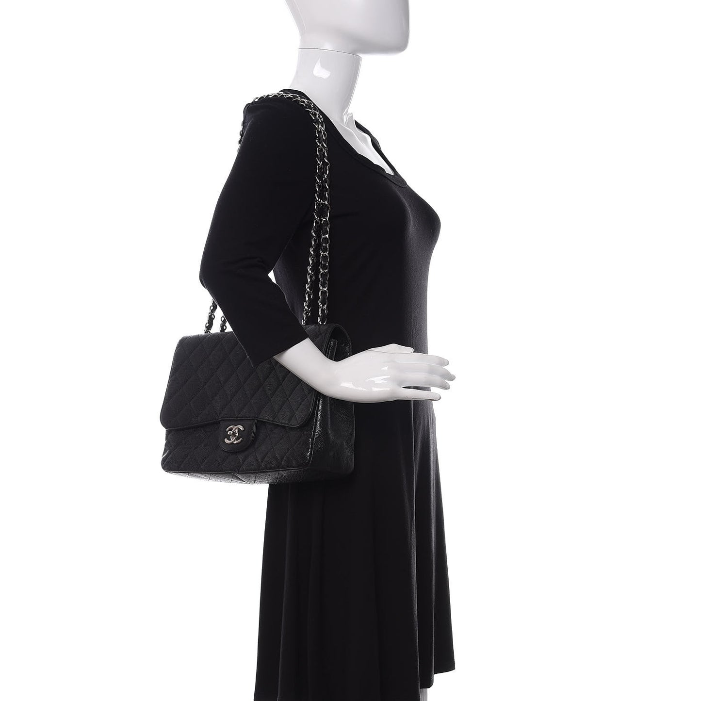 Caviar Quilted Jumbo Single Flap Black
