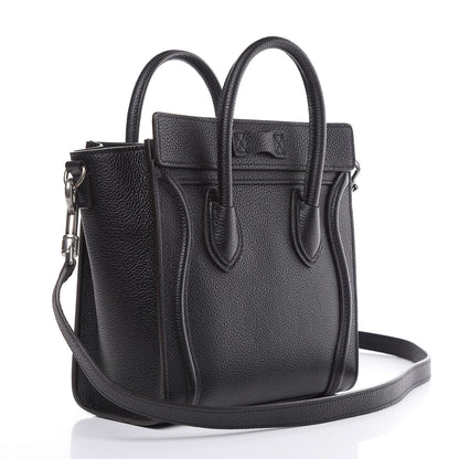 Celine Drummed Calfskin Nano Luggage Black 3 of 11
