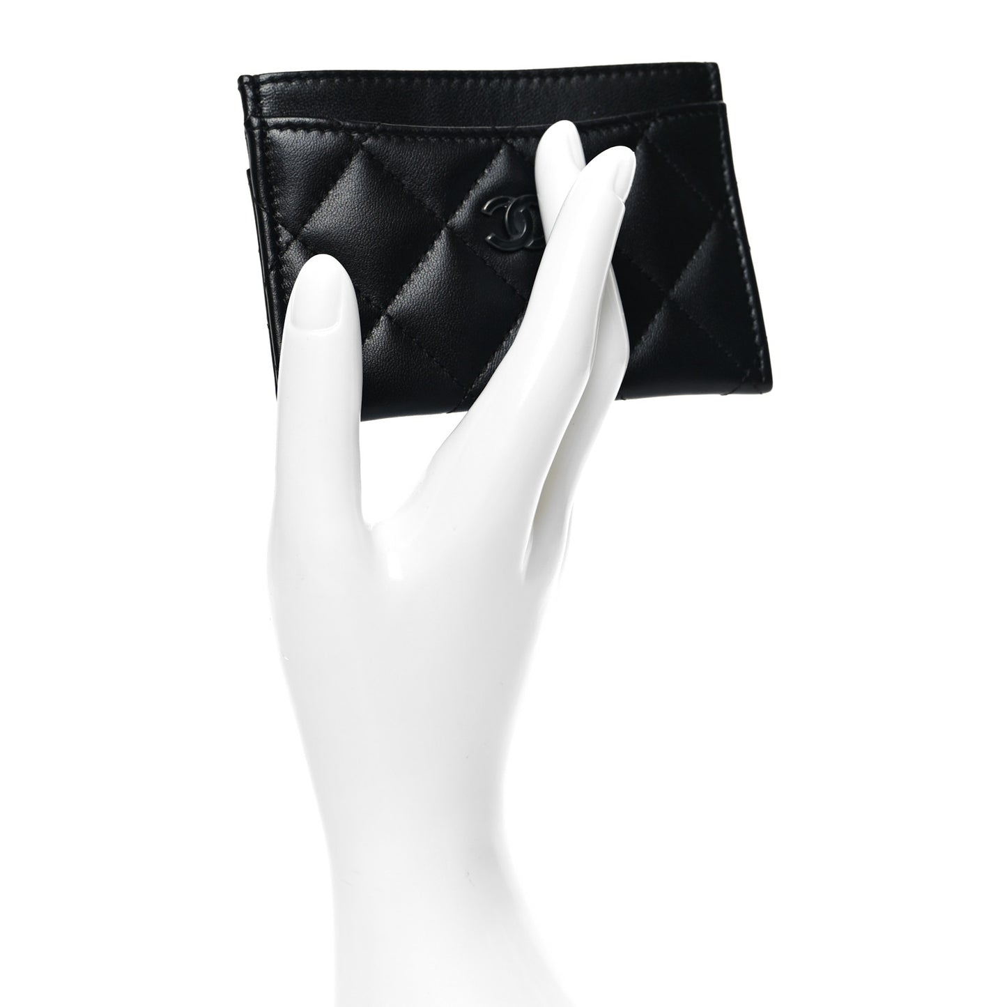 Lambskin Quilted Card Holder Black