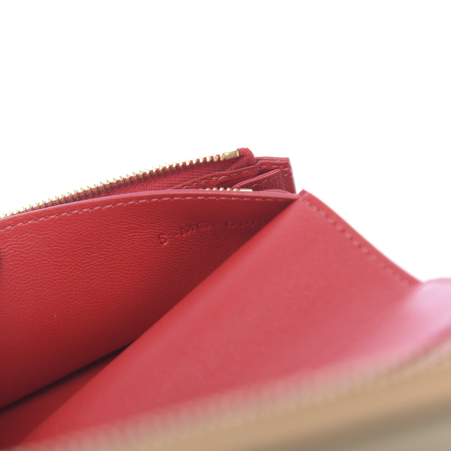 Celine Goatskin Bi-Color Large Zip Around Multifunction Coeur Wallet Nude Red 8 of 13