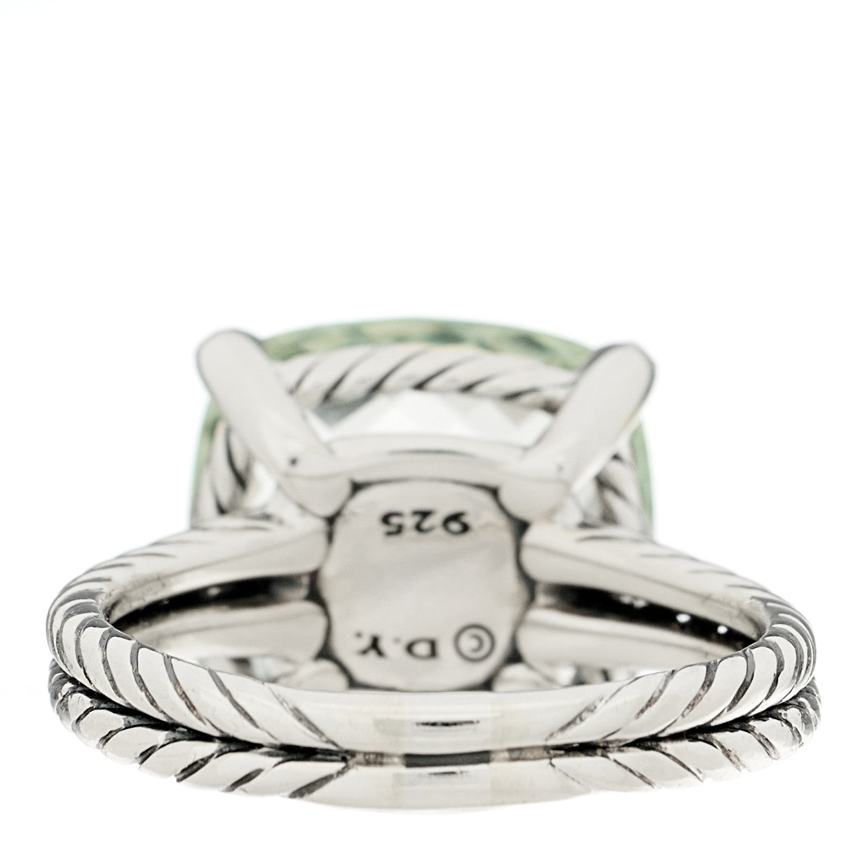 Sterling Silver Diamond Prasiolite 14mm Chatelaine Ring 60 9