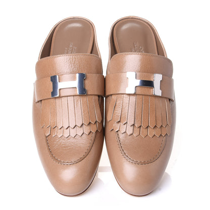 Hermes Goatskin Rivoli Mules 37 Havane 5 of 11