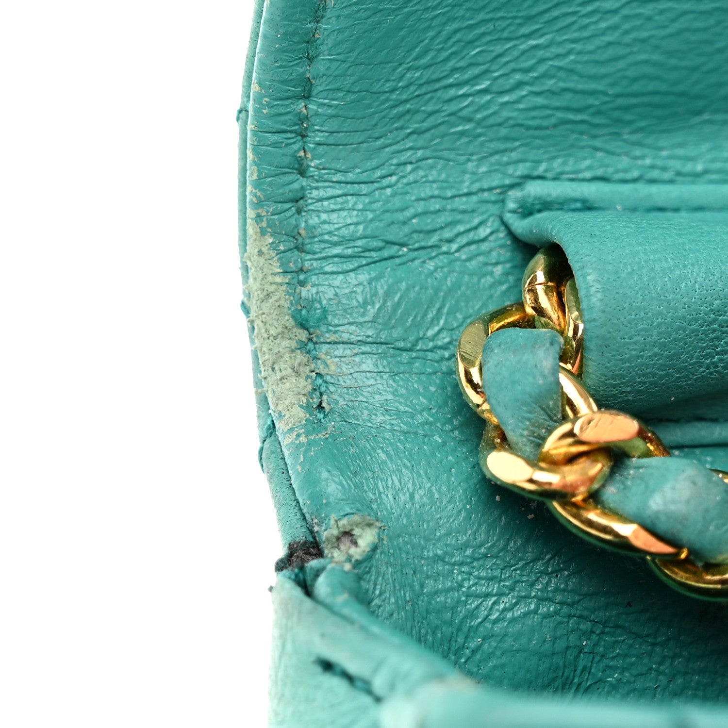 Chanel Lambskin Quilted Mini Pouch Bag Charm Keychain Turquoise 9 of 13