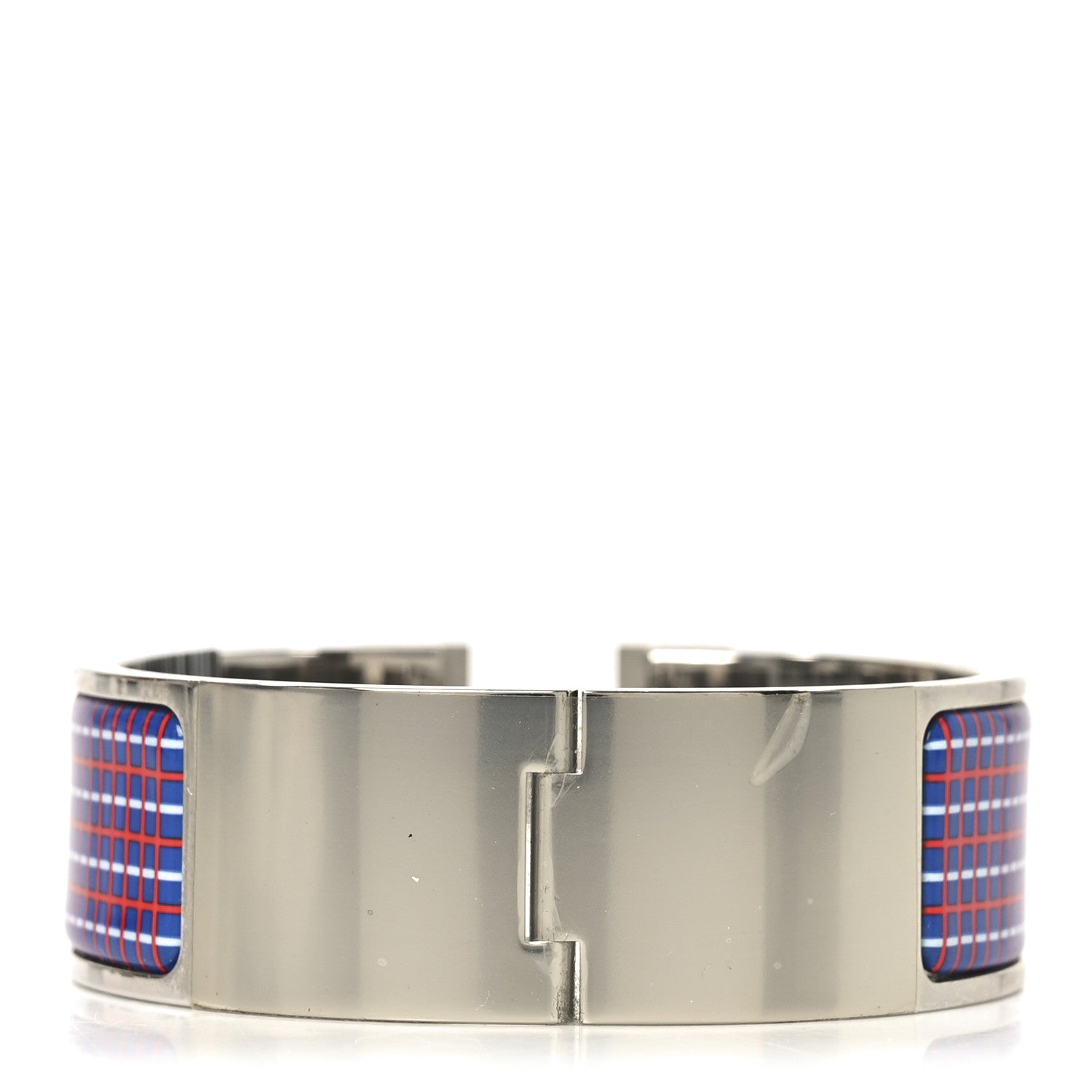 Hermes Enamel Printed Tartan Wide Click Clac H Bracelet PM Drapeaux 3 of 4