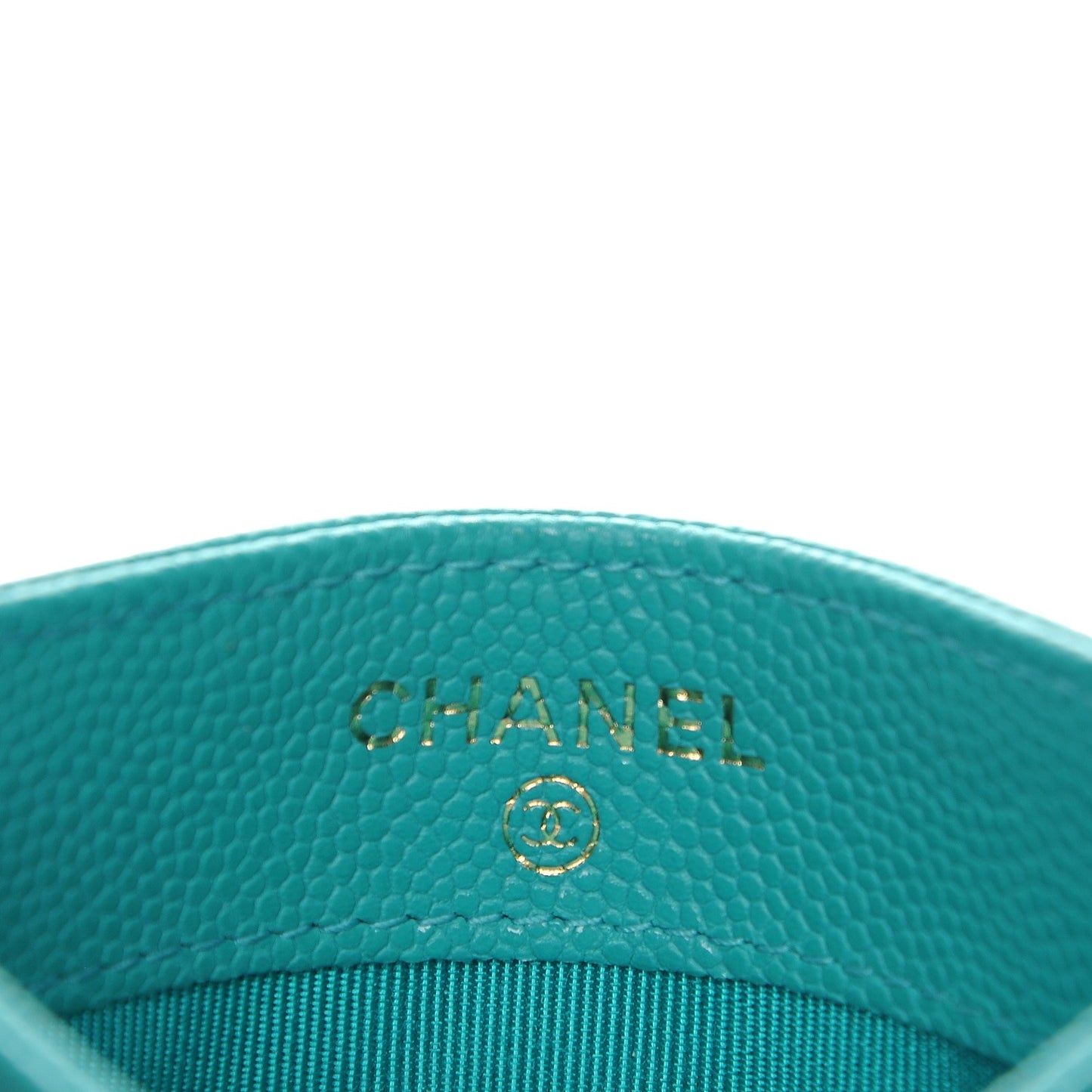 Caviar Quilted Card Holder Turquoise