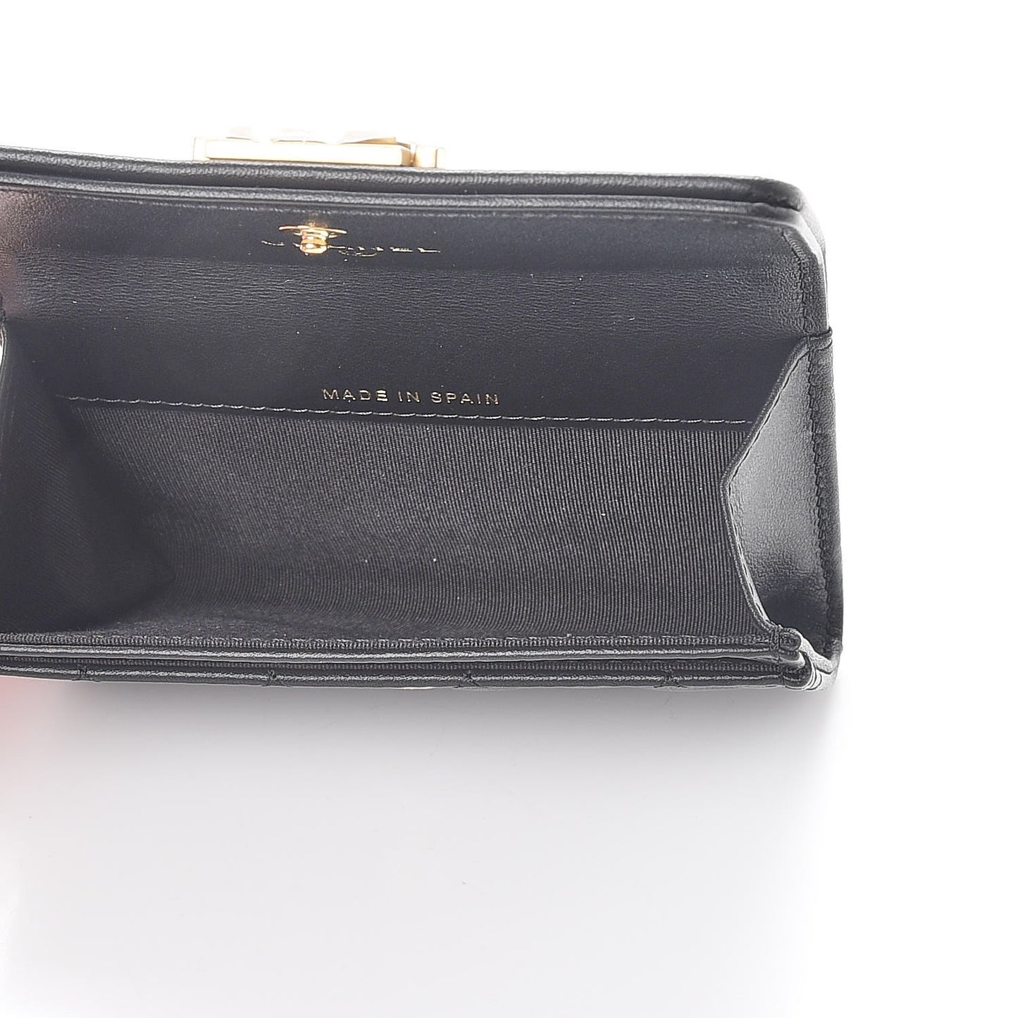 Lambskin Quilted Boy Card Holder Wallet Black