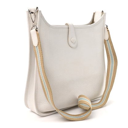 Hermes Taurillon Clemence Amazone Evelyne II PM White 3 of 11
