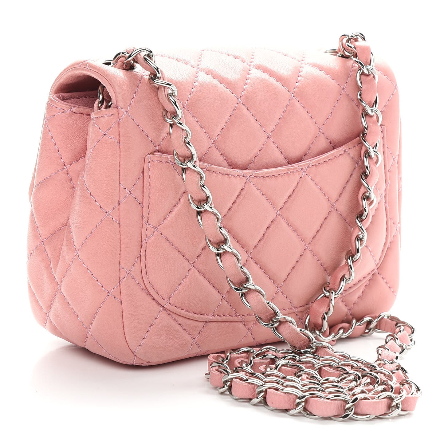 Lambskin Quilted Mini Square Flap Pink