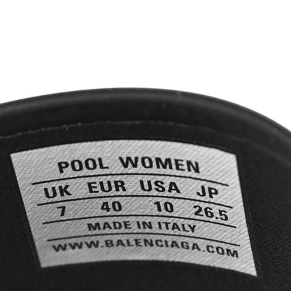 Balenciaga Rubber Womens Logo Pool Slide Sandals 40 Black White 7 of 11