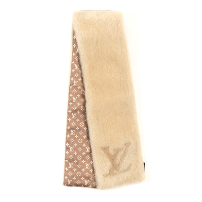 Louis Vuitton Shearling Monogram Scarf Beige 2 of 3